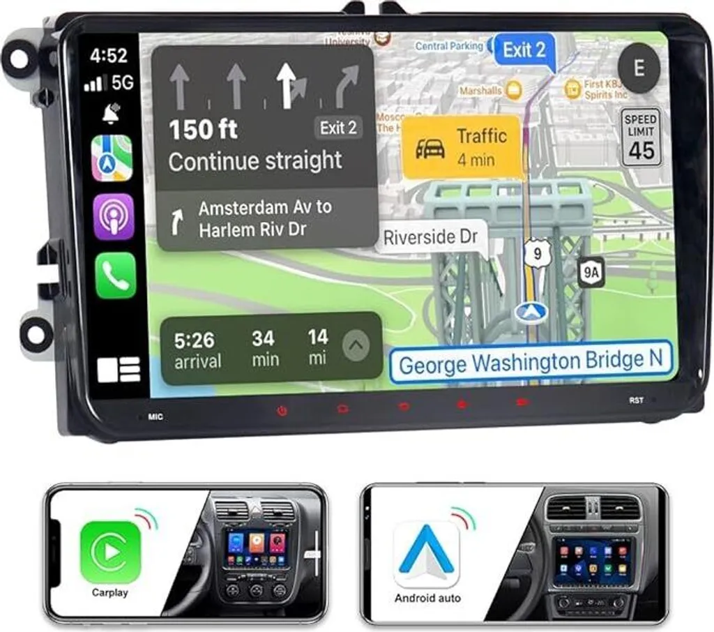 Station Multimédia 9 Pouces Carplay et Android Auto pour VW et Skoda