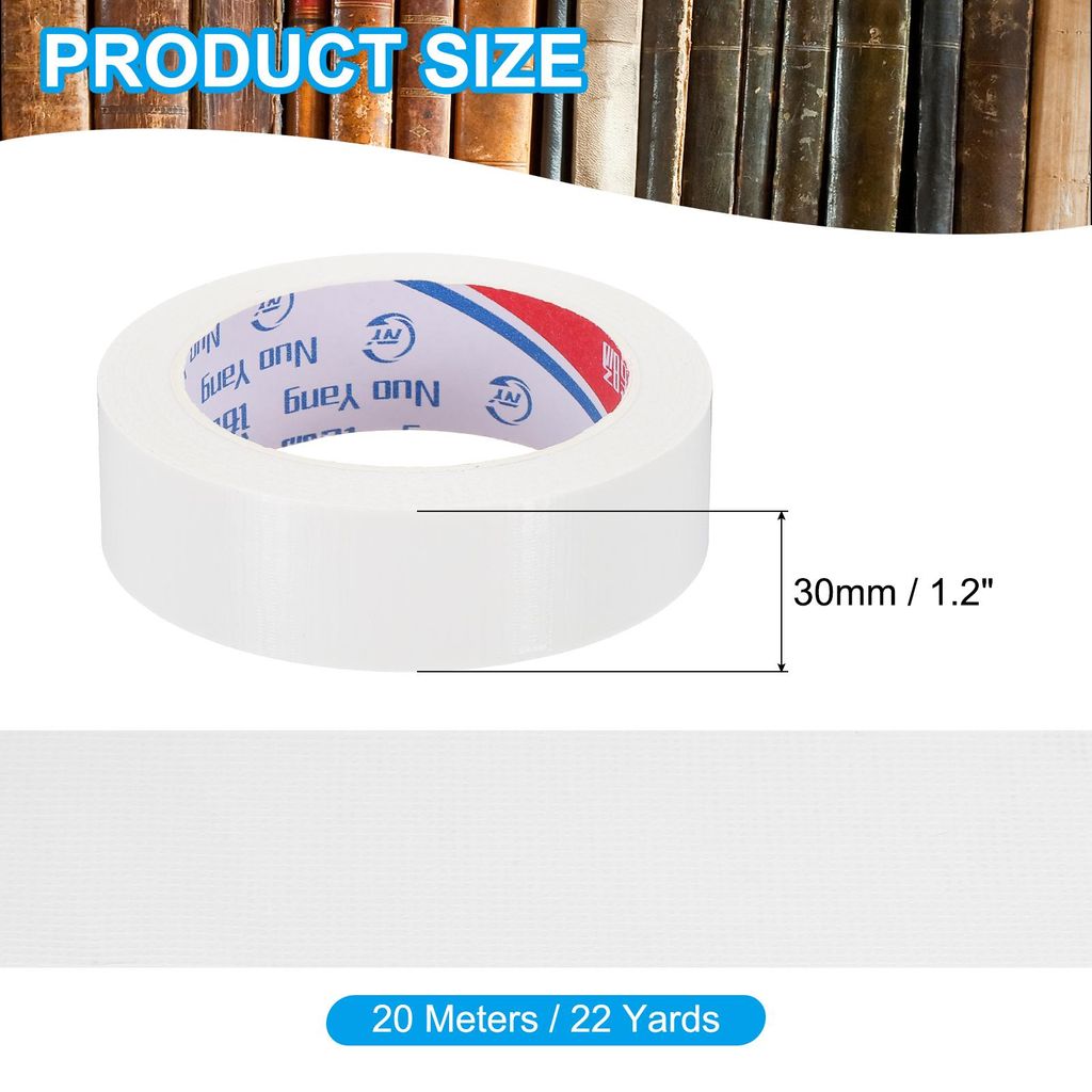 Gewebeband, 30 mm x 20 m Gewebeklebeband, Panzertape Wasserfest, Reparaturband, Panzerband, Wei? Buchbindungsband, Selbstklebend zur Reparatur, Bš...