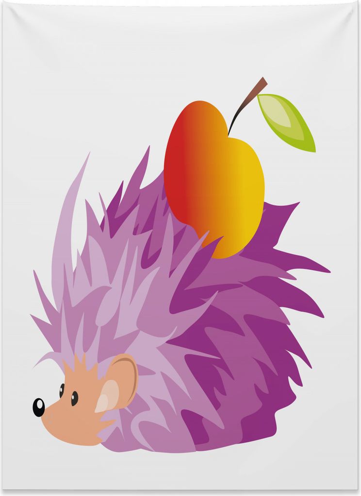 Abakuhaus Igel Wandteppich, Abstraktes Tier Apple aus Weiches Mikrofaser Stoff Kein Verblassen Klare Farben Waschbar, 110 x 150 cm, Orange Violett ...