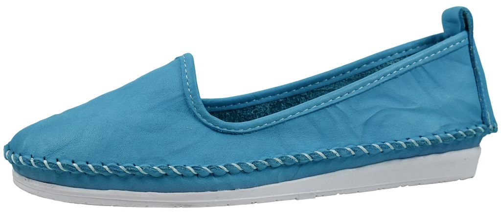 Andrea Conti Damen Ballerina Mokassin Slipper Leder klassisch Schlupf 0027449 , Größe:39 EU, Farbe:Blau