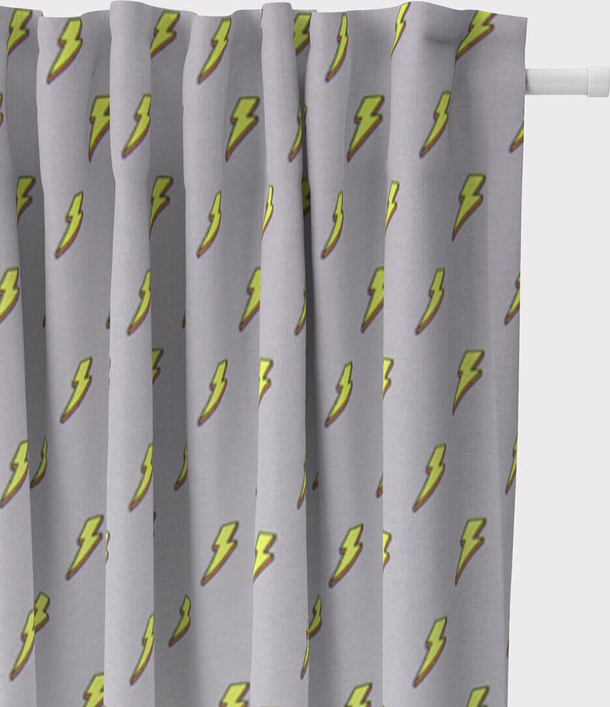 SCHÖNER LEBEN. Vorhang Blitze grau neon gelb 245cm oder Länge wählbar aus Standardgrößen Aufhängung Smok-Schlaufenband