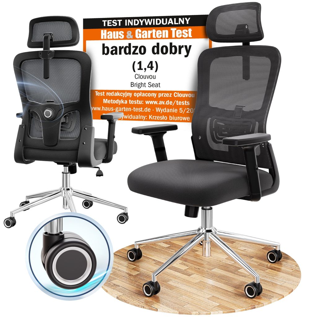 Krzesło biurowe CLOUVOU BrightSeat Ergonomiczne krzesło Zdjęcie produktu 