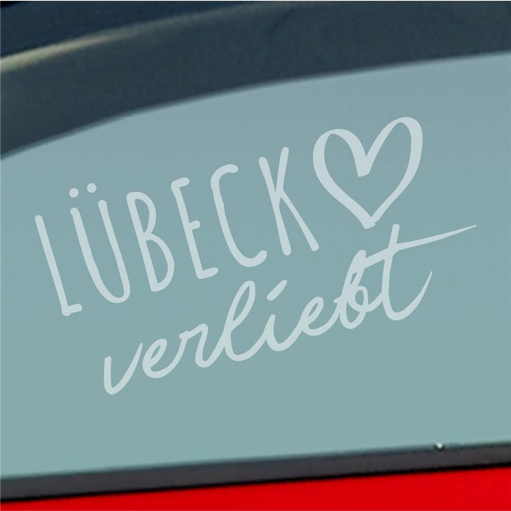 Auto Aufkleber Lübeck verliebt Herz Stadt Heimat Liebe Car 19x10 cm Milchglas Sticker Heckscheibenaufkleber