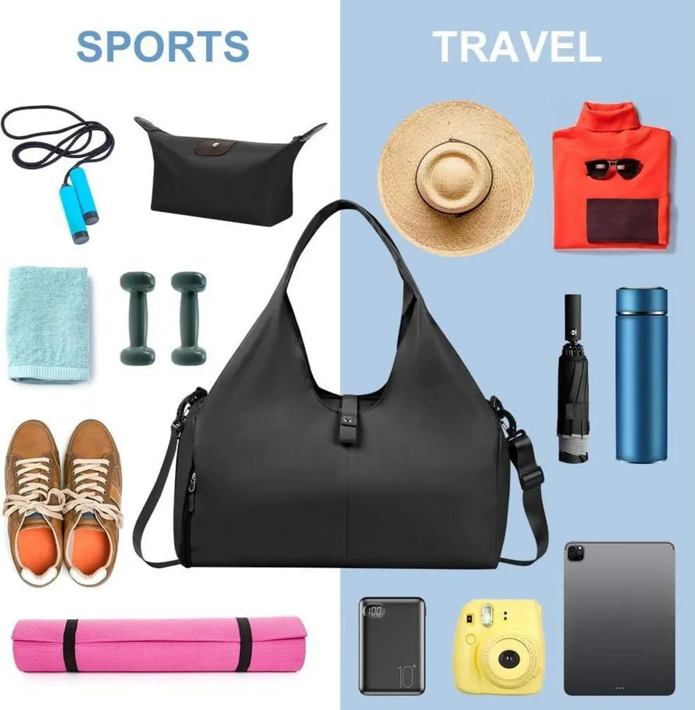 Sac de yoga et gym multifonction imperméable avec rangement humide noir - 8