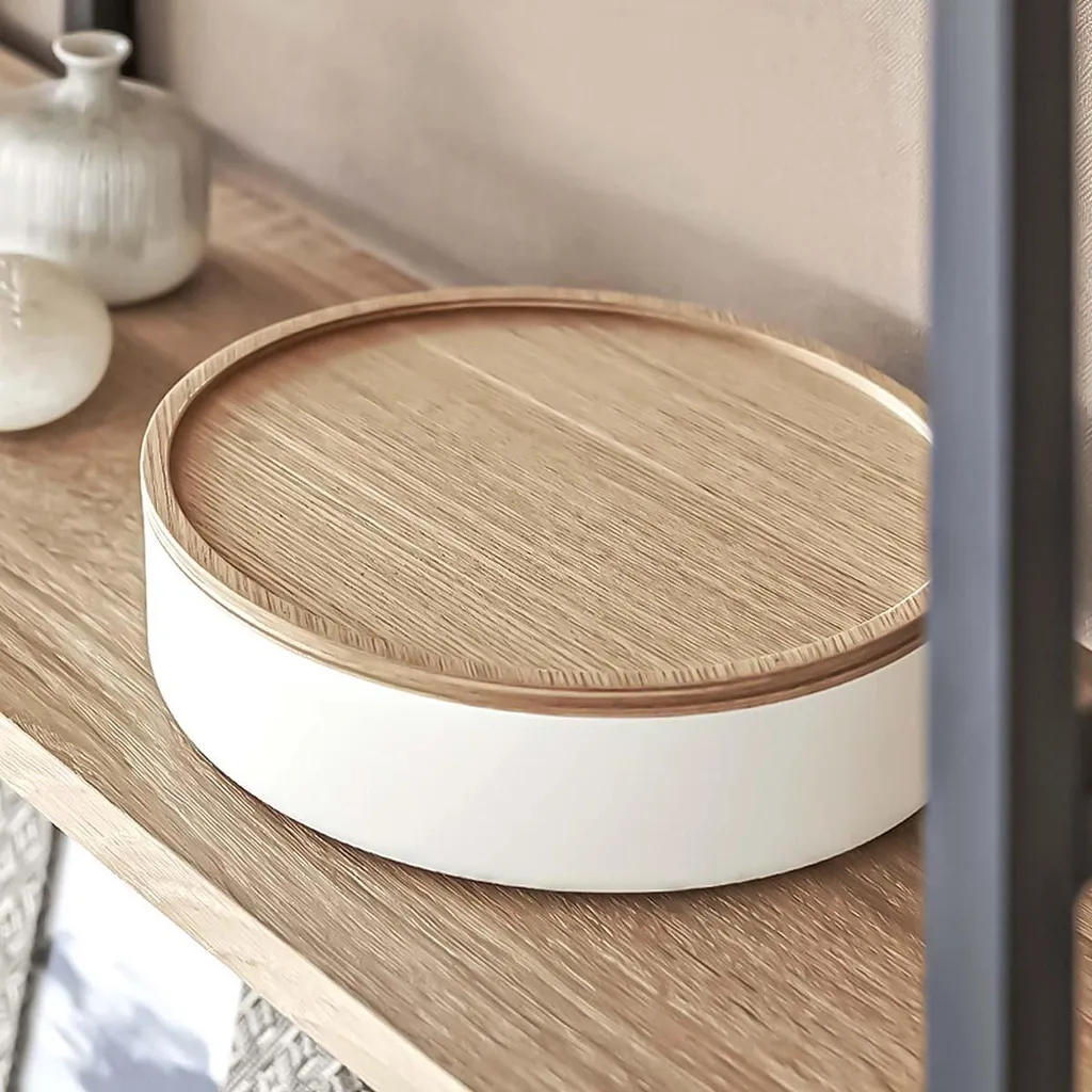 Boîte de Rangement Yamazaki Ronde 22x6cm Blanc - Fini le Désordre