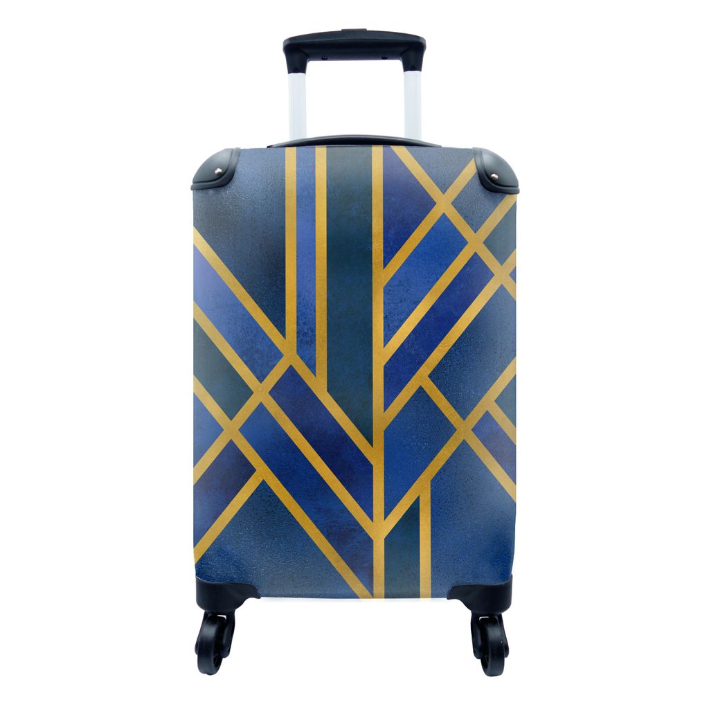 MuchoWow Koffer Handgepäck Trolley Rollkoffer Kleine Reisekoffer mit 4 Rollen - Design - Gold - Luxus - Cabin Size < 55x40x23 cm & 55x40x20 cm -...
