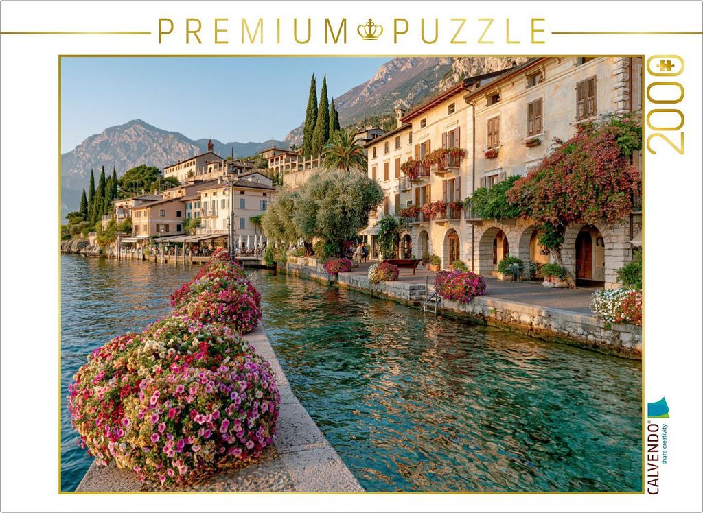 CALVENDO Puzzle Limone sul Garda – Spätsommerliche Idylle an der Seepromenade | 2000 Teile Lege-Größe 90x67cm Foto-Puzzle für glückliche Stu...
