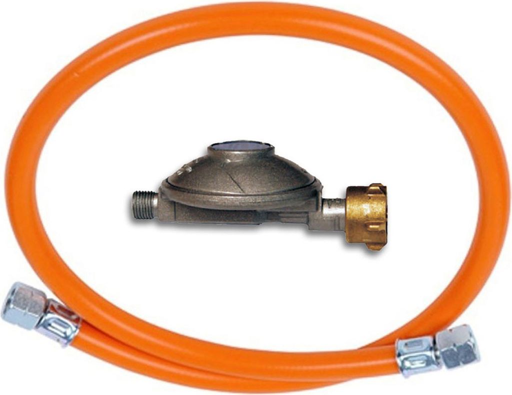 Universal Gas Anschlusskit 50mbar mit 1,5m Gewebeschlauch 1/4' Innengewinde