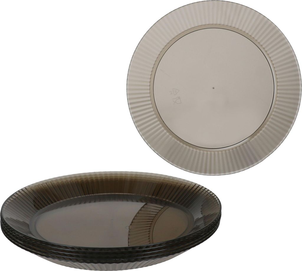 6x ToGo Kunststoff-Teller grau Ø22,5cm Camping Outdoor Picknick