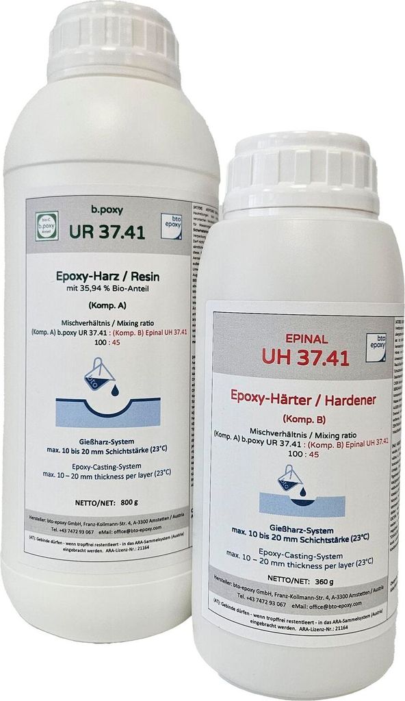 Epoxidharz UH 37.41 - Komponente A Epoxidharz 800g und Epoxy Härter 360g