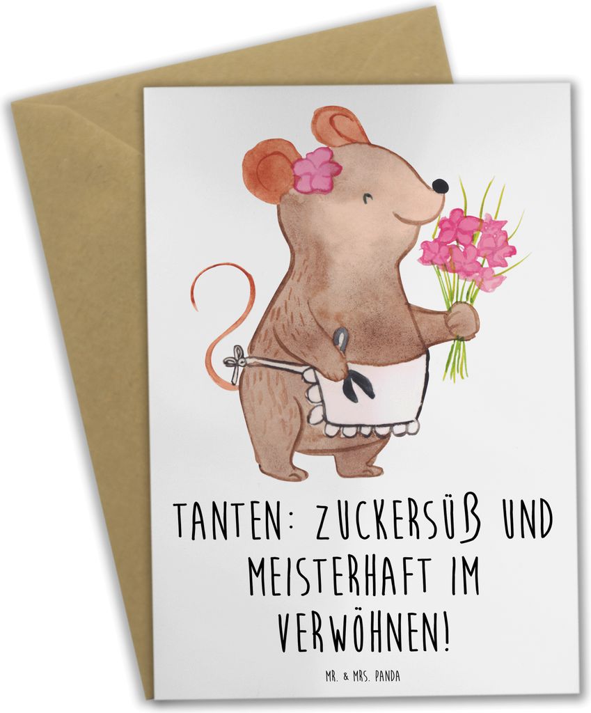 Mr. & Mrs. Panda neujahrskarte Tante Zuckersüß - Weiß - Produktbild 