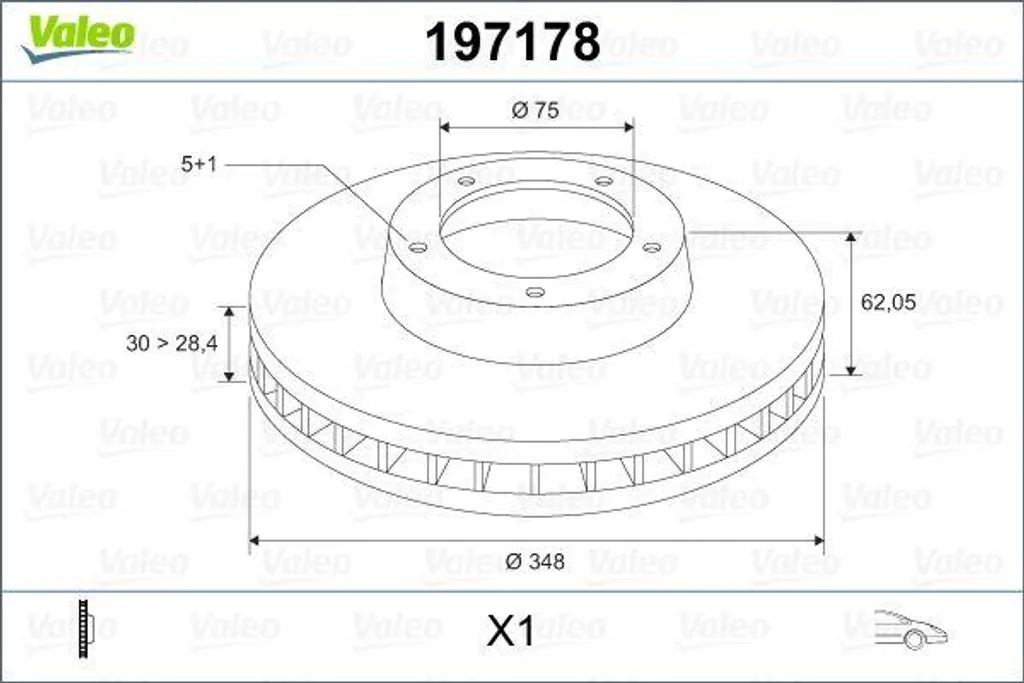 Disque de frein de rechange Valeo 197178 compatible BMW X5 E70 et X6