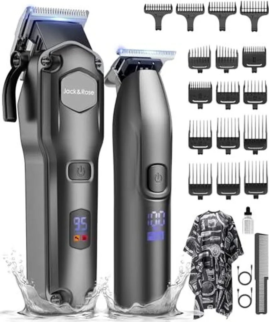 Rasoio Elettrico Barba Professionale IPX7 - Set Tagliacapelli Nero
