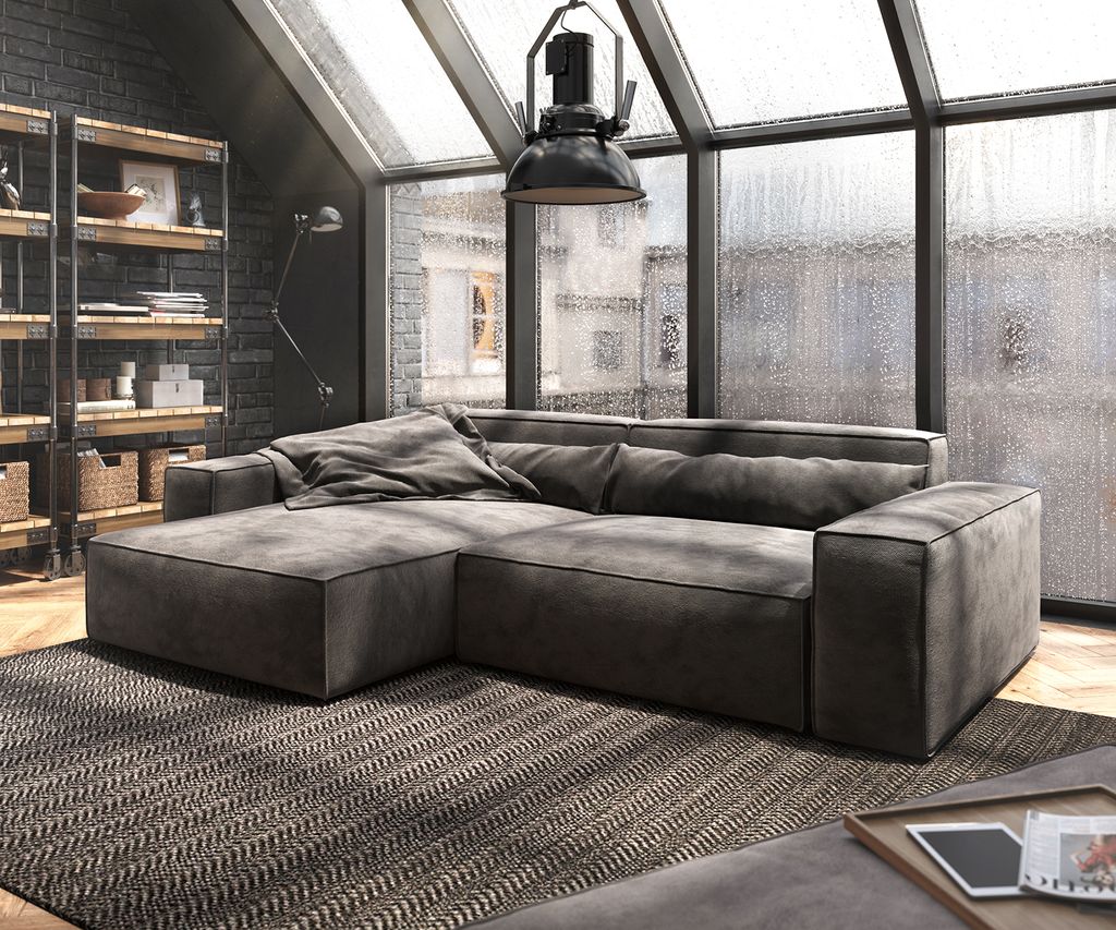 DELIFE Ecksofa Sirpio XL 270x170 cm Mikrofaser Khakibraun Produktbild 