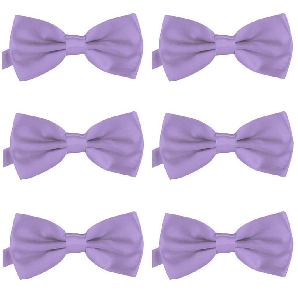 6er Set DonDon Herren Fliege 12 x 6 cm gebunden und längenverstellbar flieder