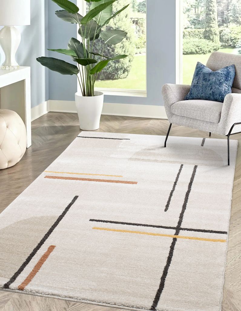 Kurzflorteppich LINES, Designer-Teppich für Wohnzimmer, Esszimmer und Schlafzimmer, 160x230cm