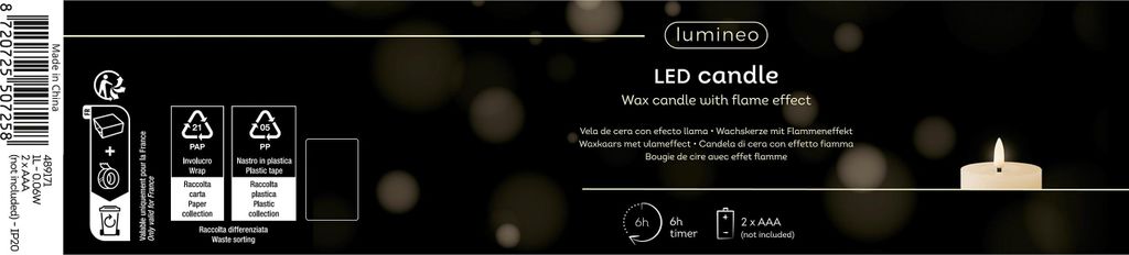 Lumineo LED Wachskerze Grün 15 x 7 cm, batteriebetrieben