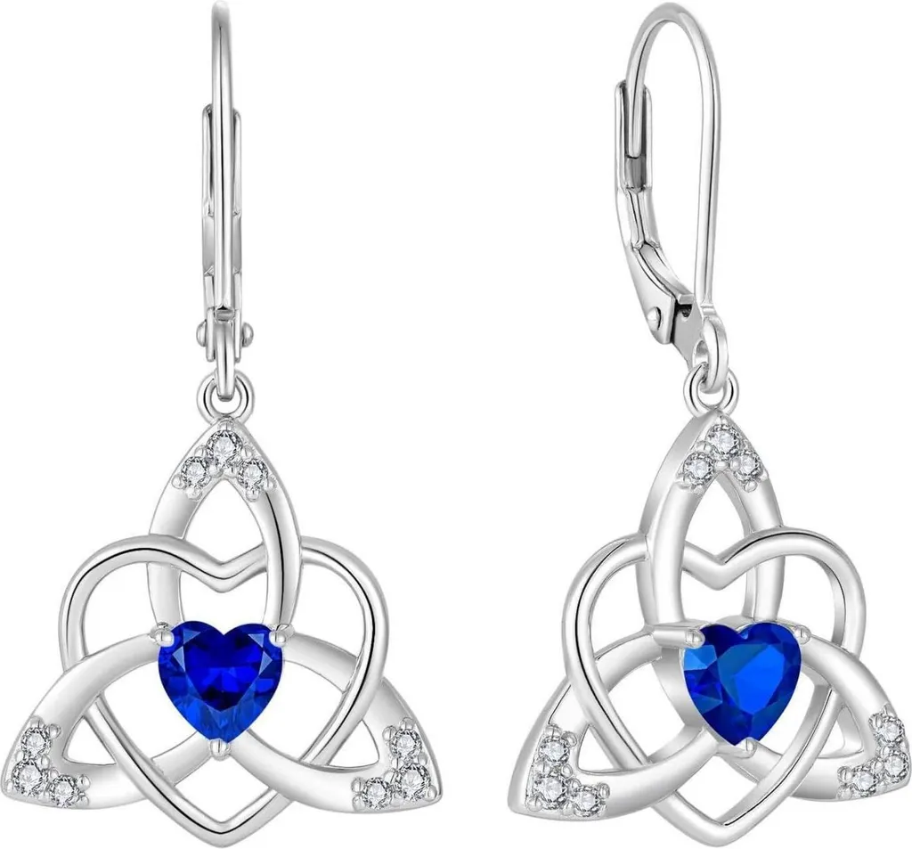 Cadeau femme : boucles d'oreilles noeud celtique argent saphir pour fête