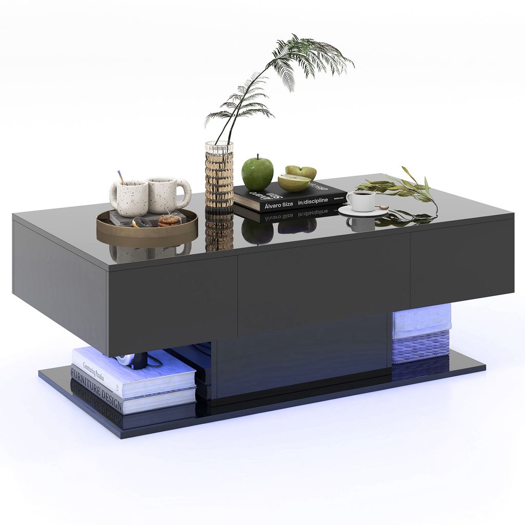COSTWAY Table basse avec éclairage LED Luminosité réglable, Image du produit 