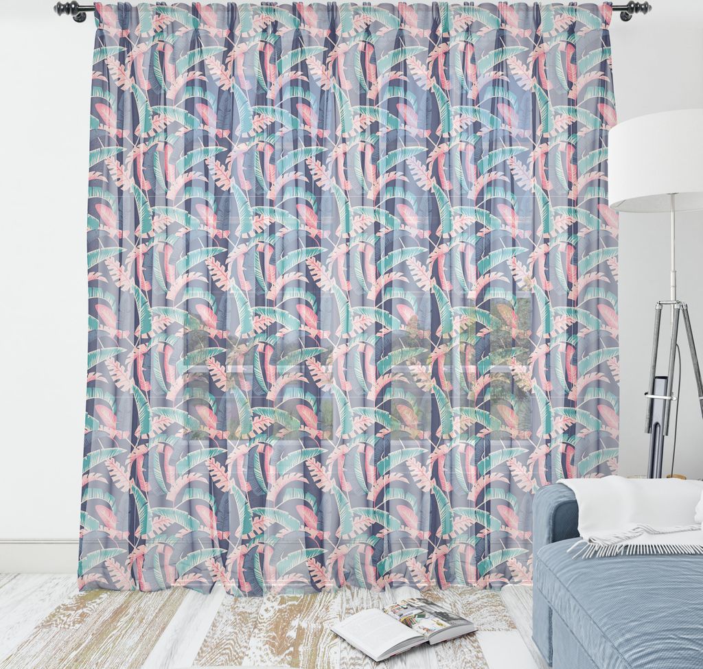 ABAKUHAUS Tropisch Wandteppich, Hawaiian Exotic Banane verlässt Muster, Wohnzimmer Schlafzimmer seidiges Satin Wandtuch, 274 cm x 274 cm, Dunkle L...