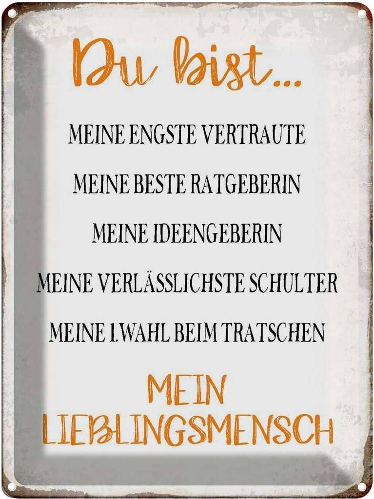 vianmo Blechschild 40x30 cm du bist mein Lieblingsmensch Spruch Zitat