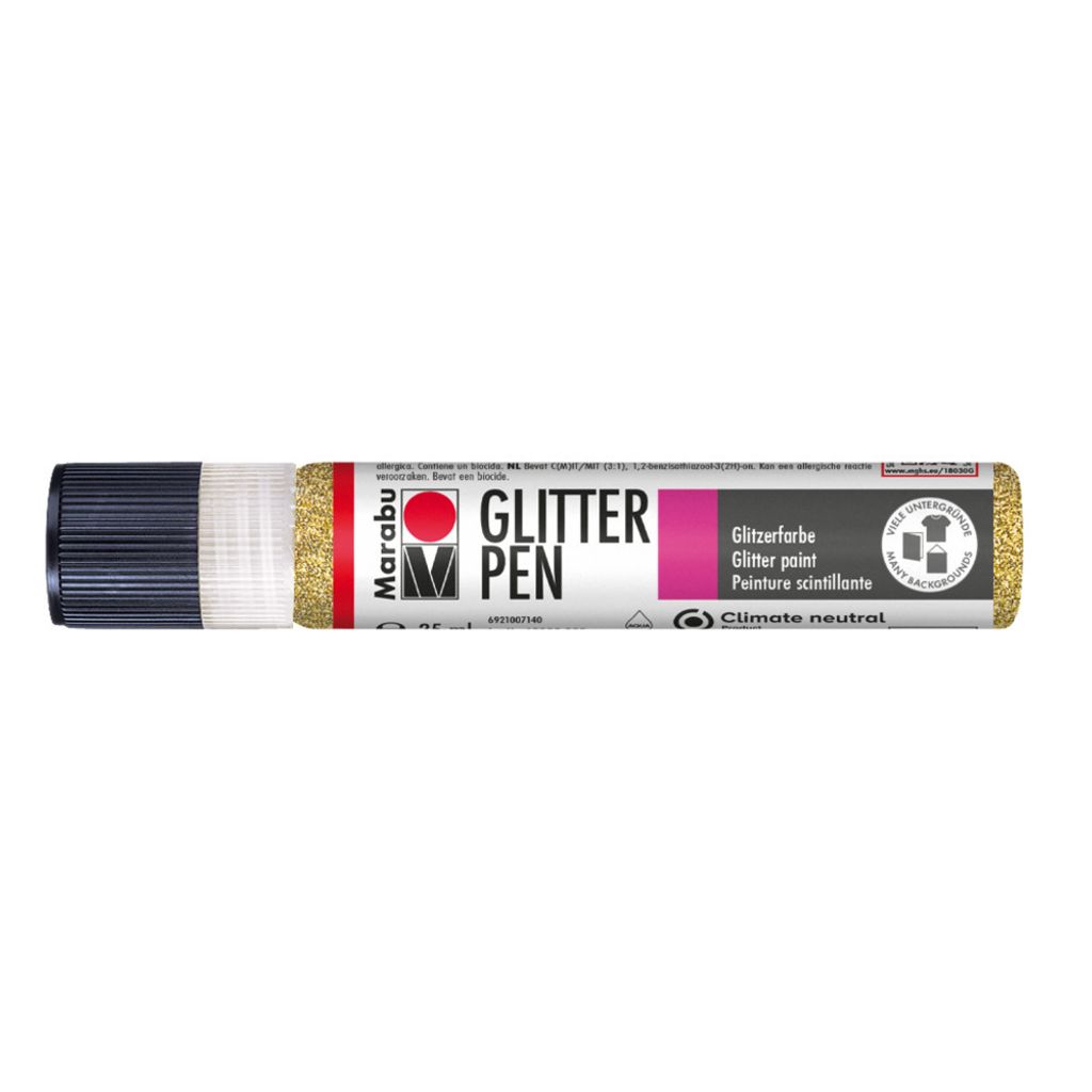 A product shot of a glitter pen on a white background.