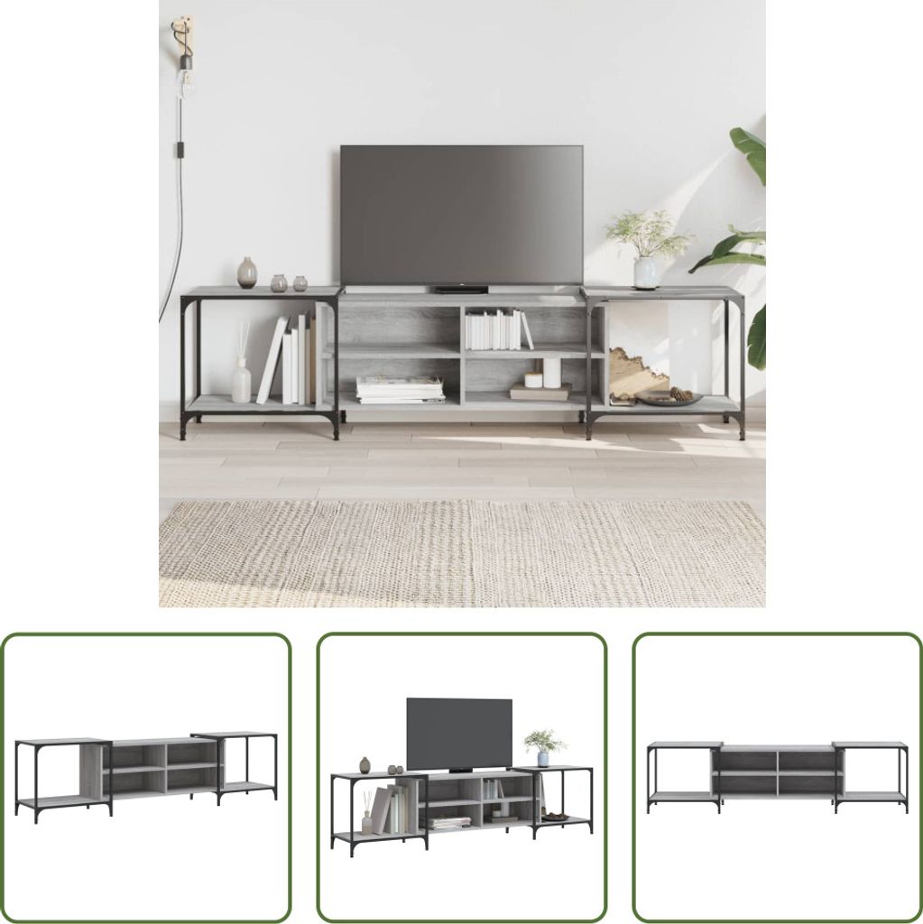 The Living Store TV-Schrank Grau Sonoma 203x37x50 cm Holzwerkstoff