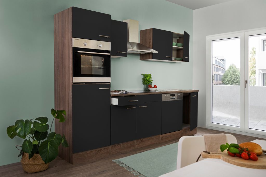 Küche Küchenzeile Leerblock Eiche York Schwarz Oliver 280 Produktbild 