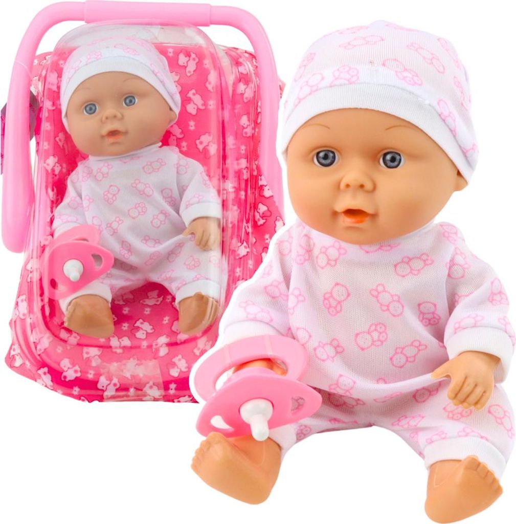 Baby Puppe In Babytrage Pyjamas Mütze Baby Schnuller Rosa