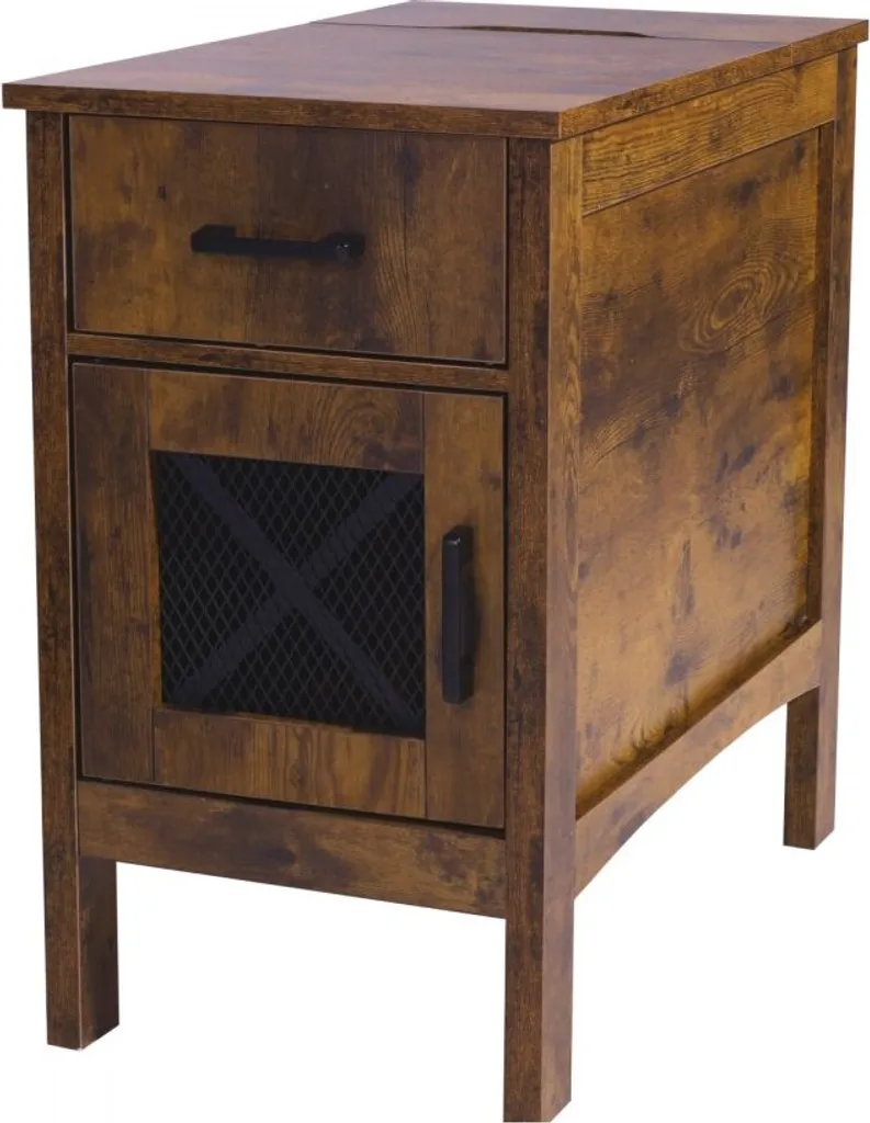 Table de chevet avec prise USB et courant intégrée bois clair L40 - 12