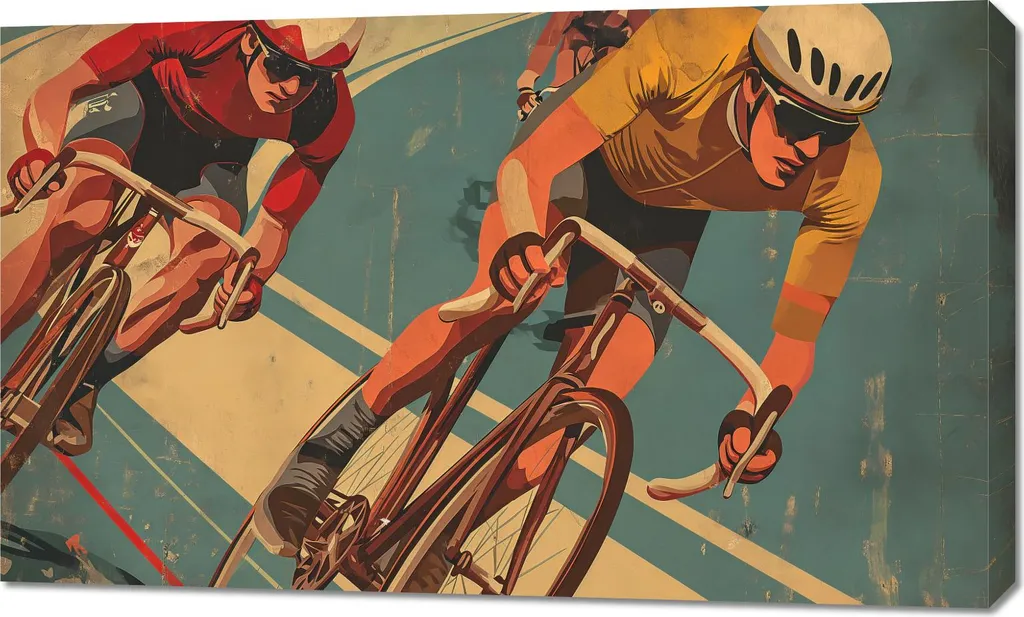 Tableau Aventure à vélo Image 100 x 60 cm - Décoration Murale Cyclisme