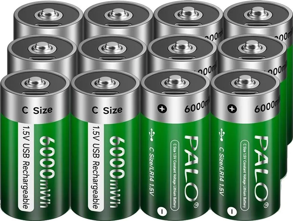 Piles Rechargeables C R14 Lithium 15000mWh - Lot de 12 Haute Capacité