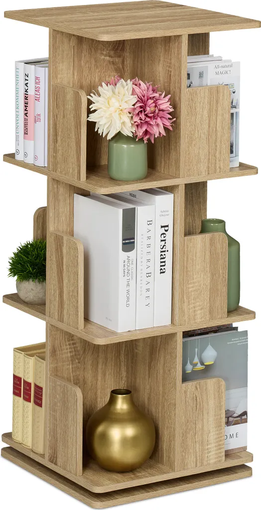 Étagère à livres angulaire en bois avec 5 niveaux de rangement modulables