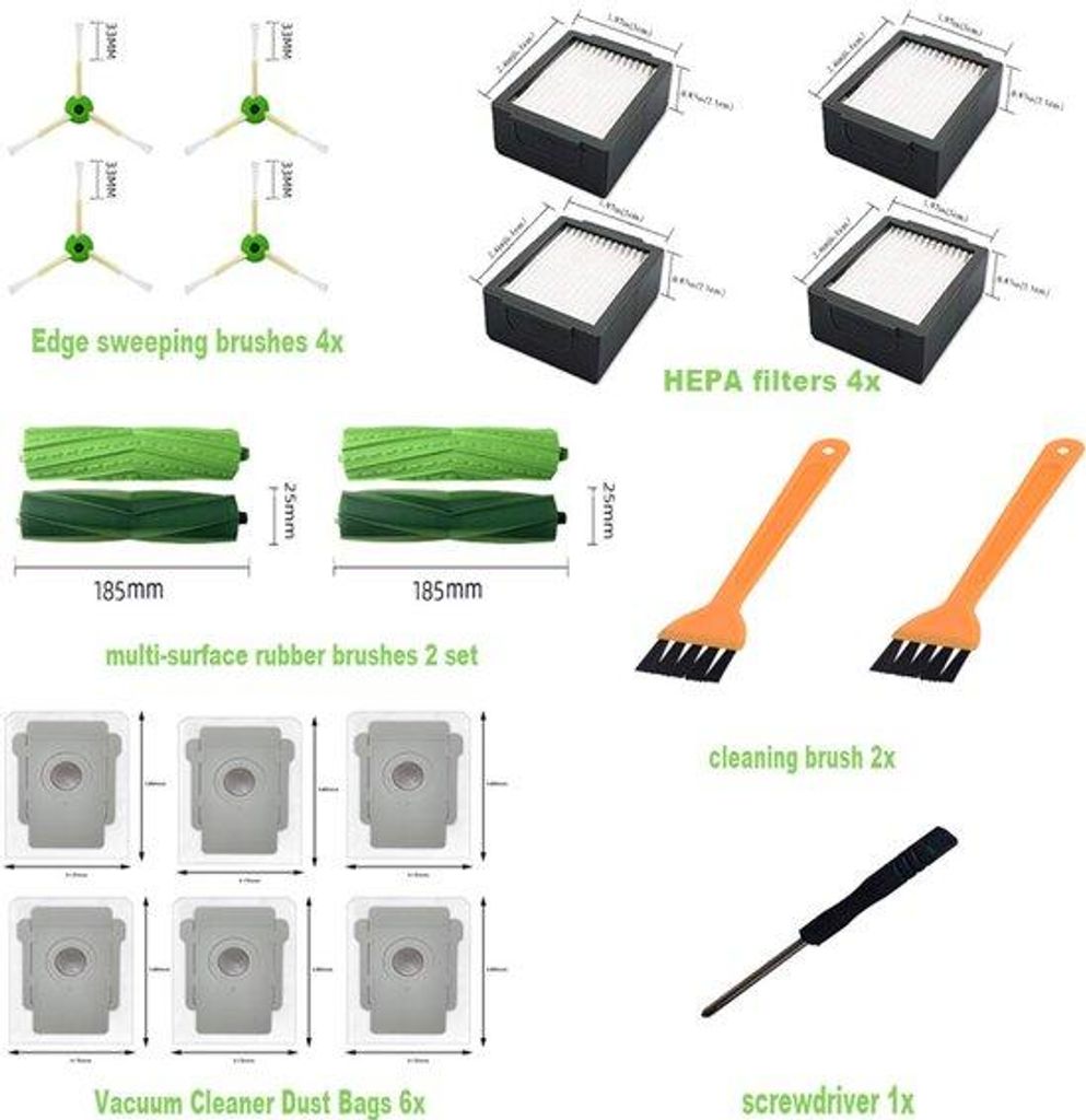 Ersatzteile für iRobot Roomba Modelle i3 bis i8/Plus, E5, E6, E7, Borstel- und Filter-Ersatzteile