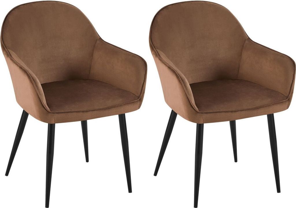 2er Set Esszimmerstuhl Boise Samt braun