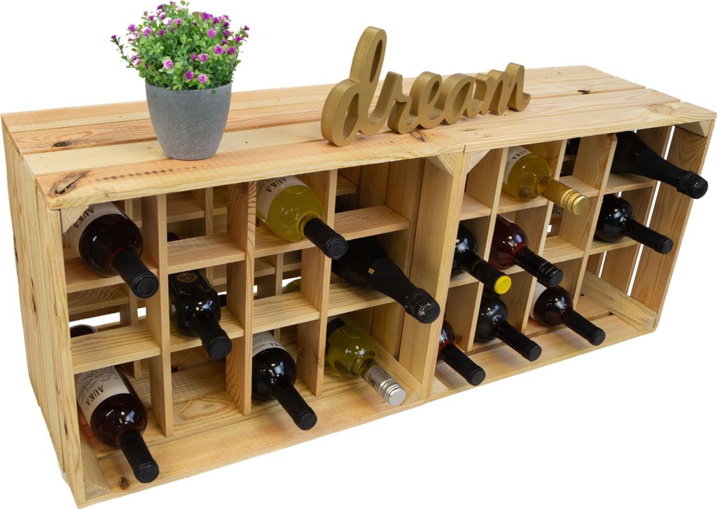 2er Set Flaschenregal Henry "12er Natur" Flaschenkiste Holzkiste Weinkiste Weinschrank Wasserkiste Weinablage