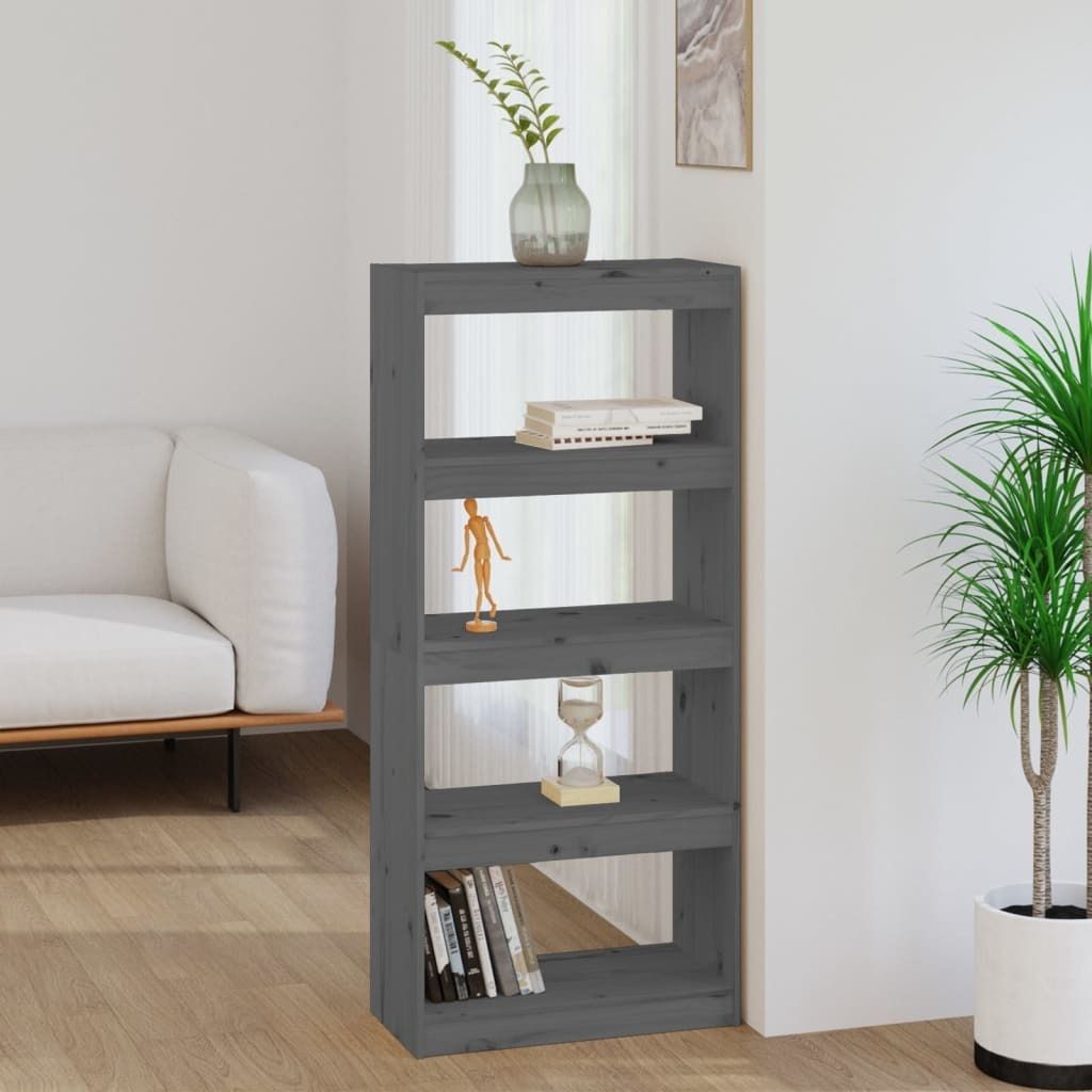 Maison Exclusive - Bücherregal/Raumteiler Grau 60x30x135,5 cm Massivholz Kiefer
