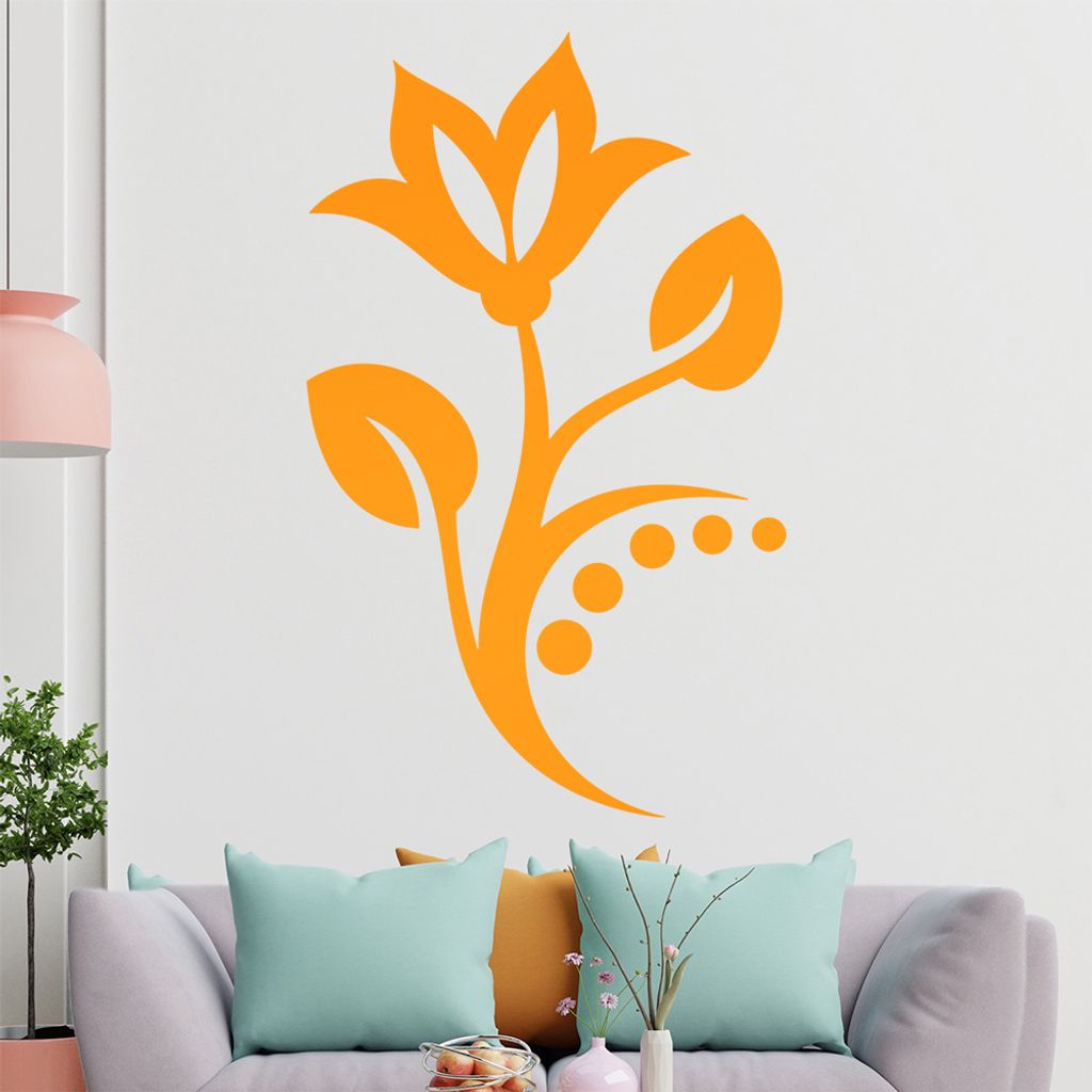 Blume - Linien Punkte Wandtattoo in 6 Größen - Wandaufkleber Wall Sticker - Dekoration, Küche, Wohnzimmer, Schlafzimmer, Badezimmer