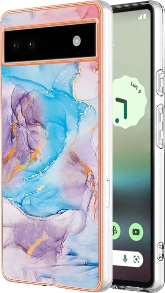 Hülle für Google Pixel 6A Muster TPU Silikon Stoßdämpfer Bumper Schutzhülle Blau