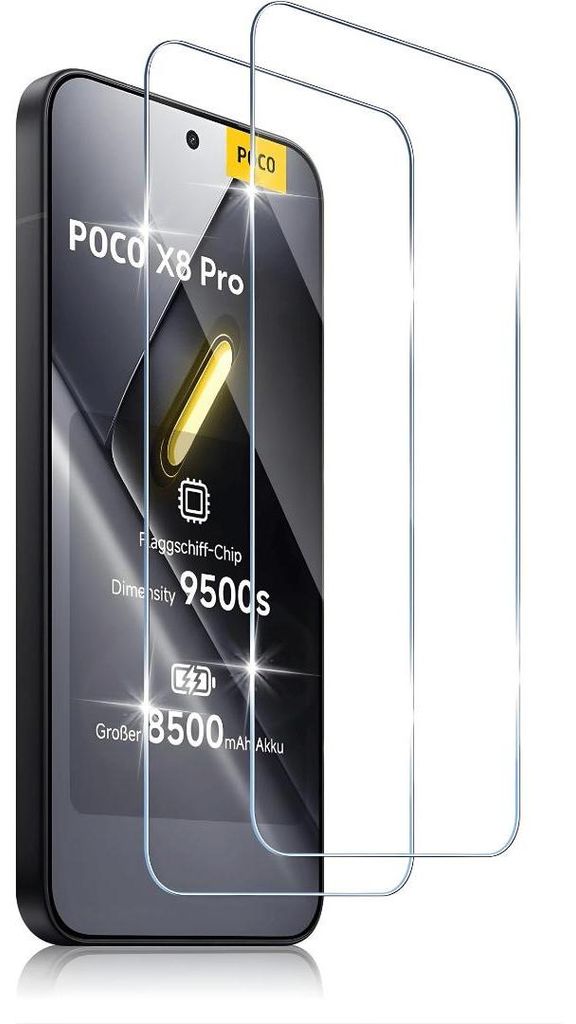 2X Schutzglas für Xiaomi Poco X8 Pro Display Panzerfolie Produktbild 