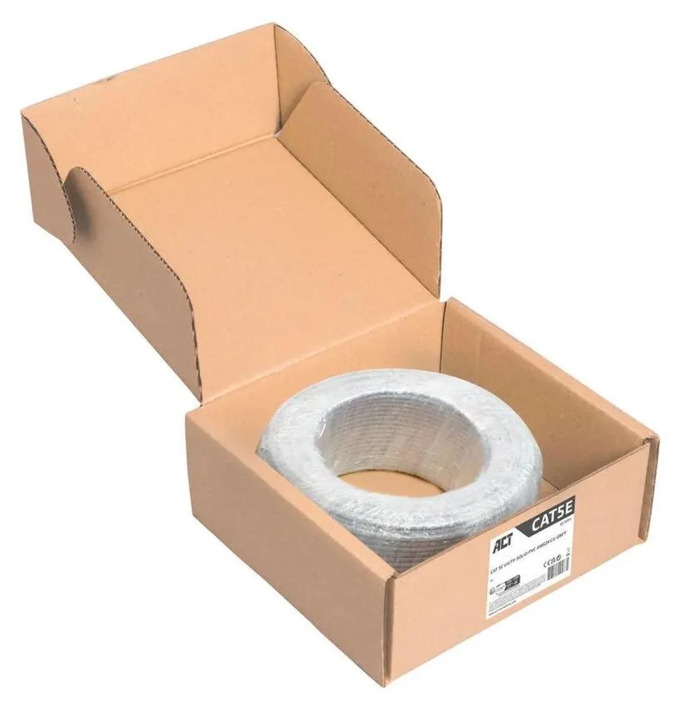 Solution câblage Ethernet stable : Câble CAT5E 100m gris U/UTP PVC rigide - 5