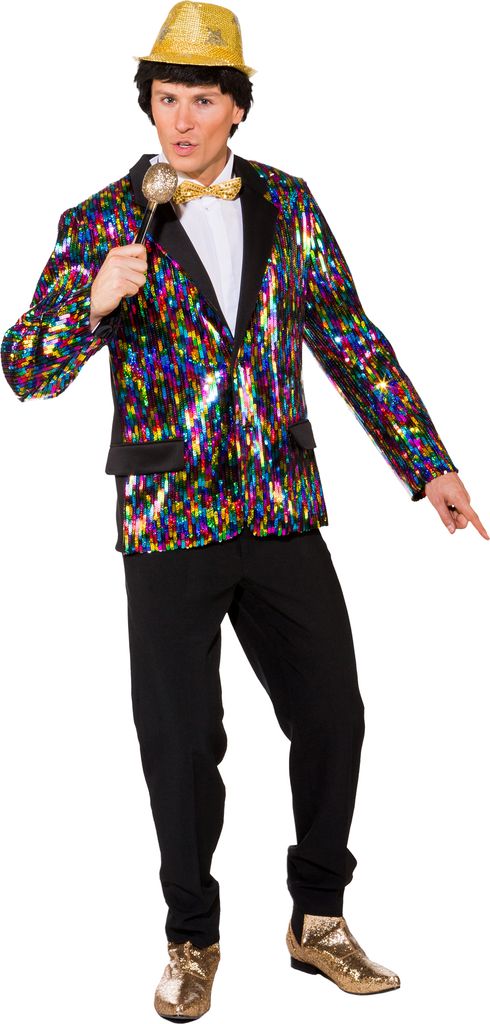 O7831-48-50 bunt Herren Pailletten Sakko-Jackett Disco Jacke Gr.48-50