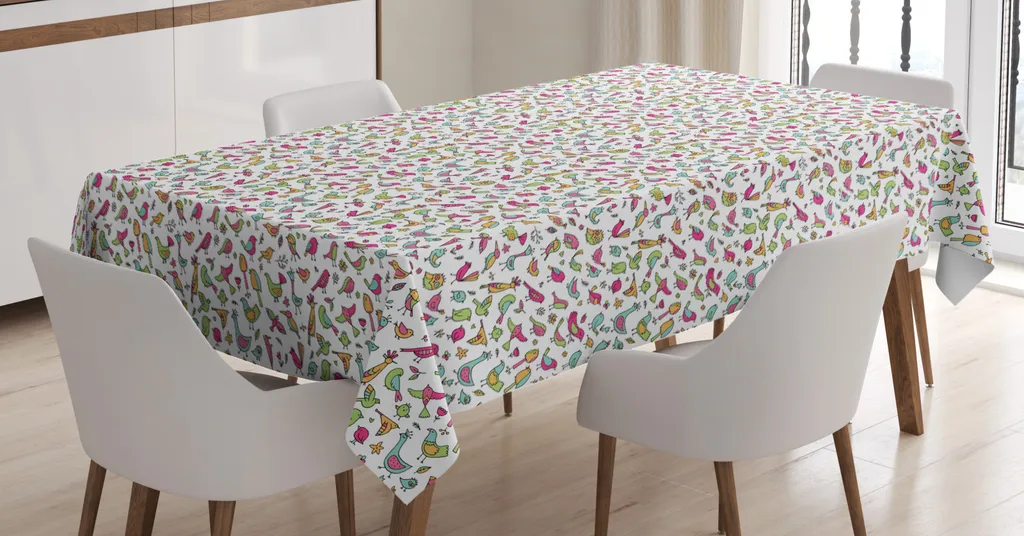 ABAKUHAUS Colorato Tovaglia, Gregge di Pecore Aligned, Rettangolare per Sala da Pranzo e Cucina, 140 cm x 240 cm, Fern Verde Grigio