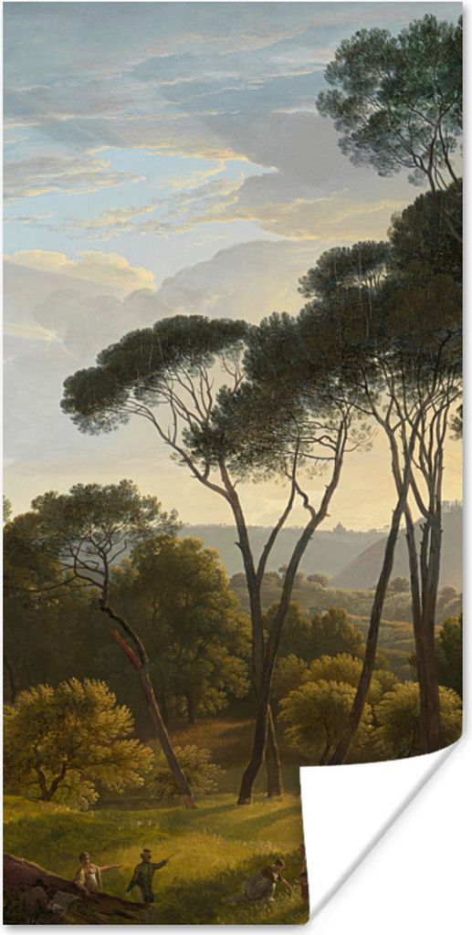 MuchoWow Poster Italienische Landschaft mit Zirbelkiefer - Gemälde von Hendrik Voogd 60x120 cm - Wandschmuck