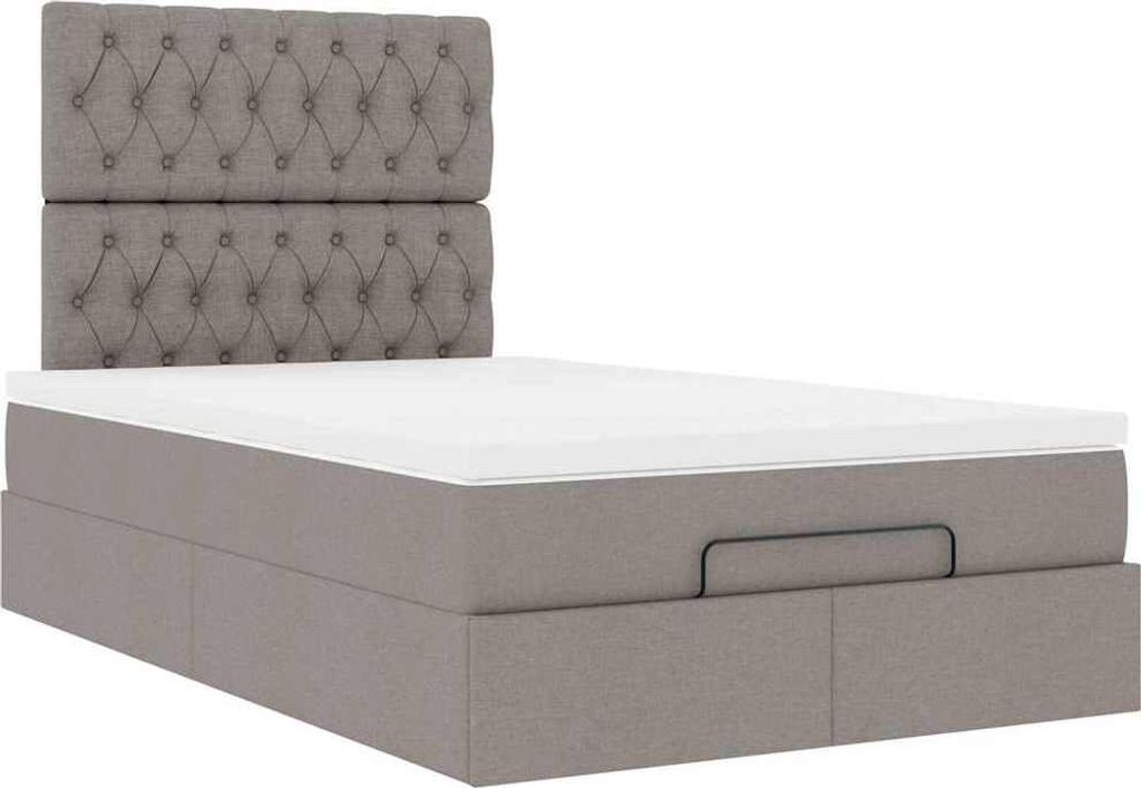 Ottoman-Bett mit Matratze Taupe 120x200 cm Stoff