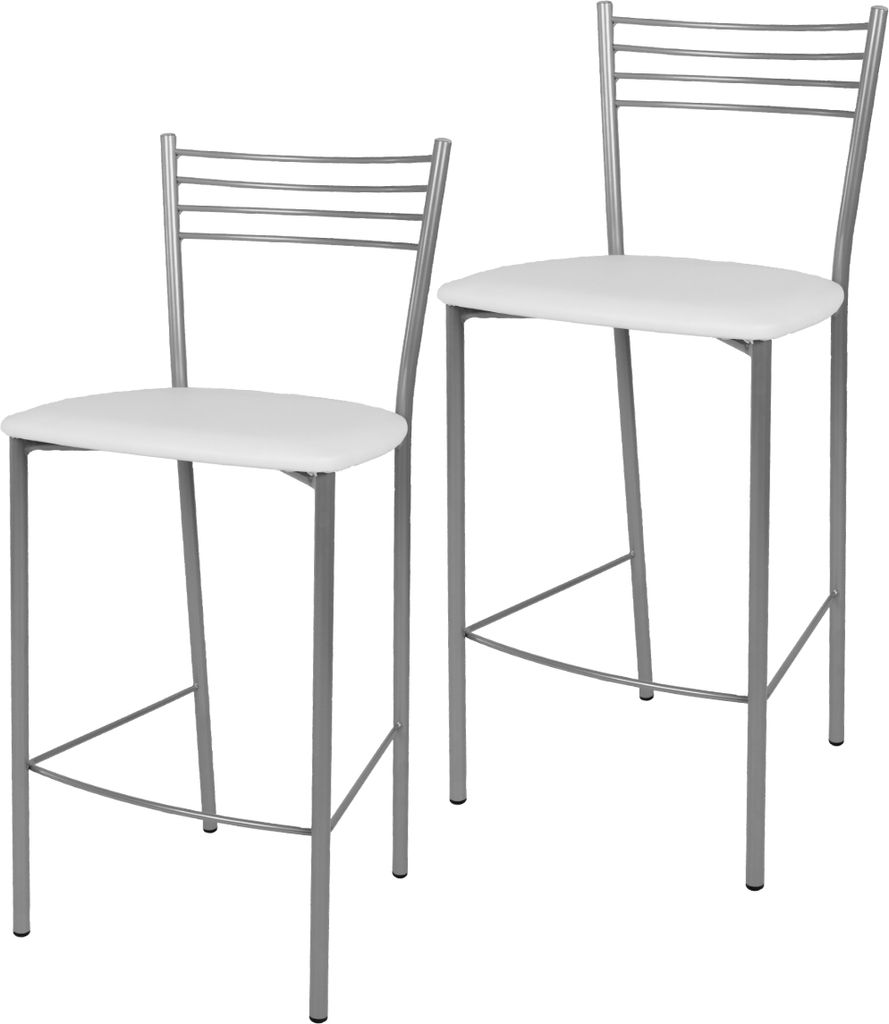 t m c s Tommychairs - 2er Set moderne Barhocker ELENA für Küche und Esszimmer, robustes Gestell aus lackiertem Stahl, Farbe Aluminium, gepolstert...