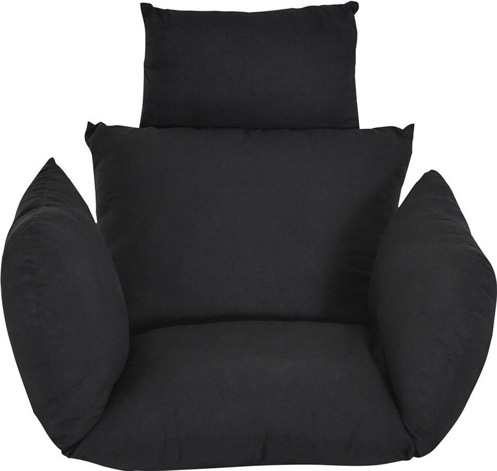 A black cushion set for a hanging chair, presented on a white background.