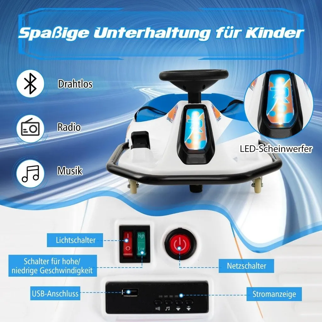 Kart électrique 24V pour enfant avec fonction dérive 360° dès 3 ans