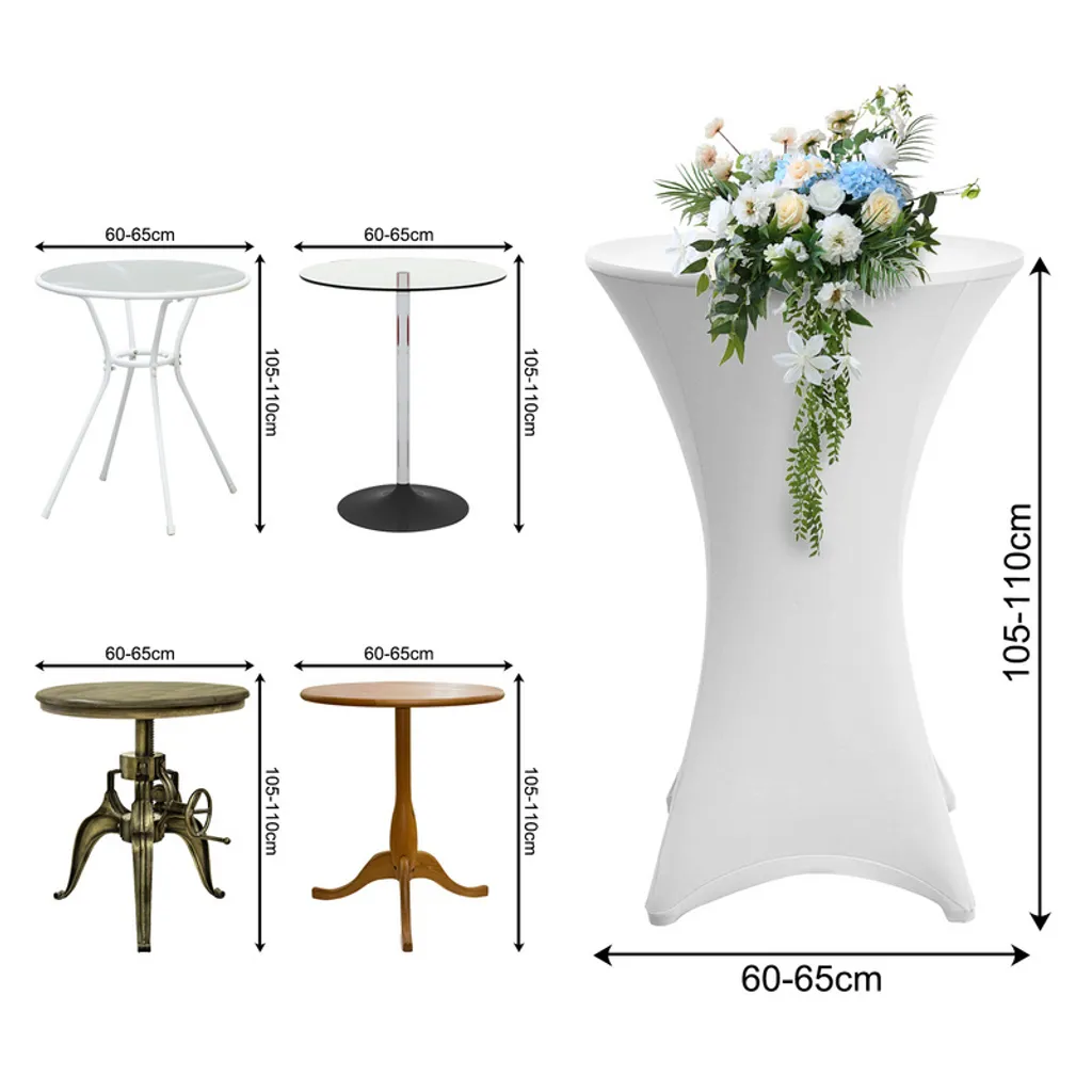 5x Tovaglie Elasticizzate Bianche 60cm per Tavoli Cocktail Yakimz - 2