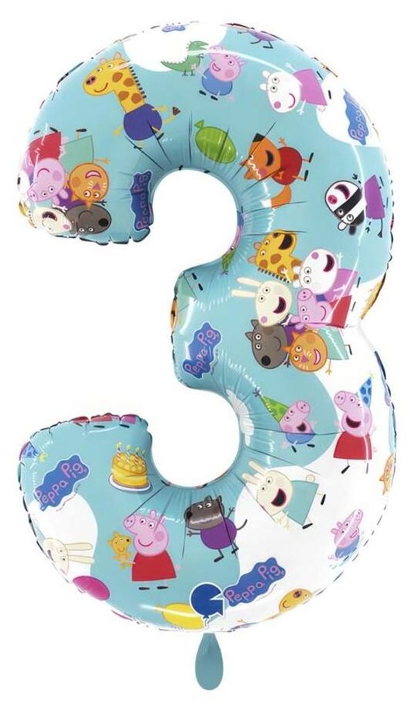 Grabo 1 Balloon XL - Peppa Pig - Number Three Produktbild 